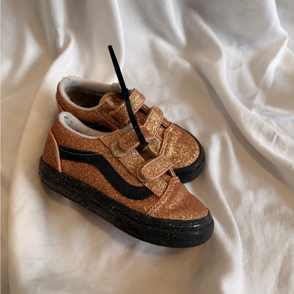 Vans Glittery Gold and Black Kids Sneakers